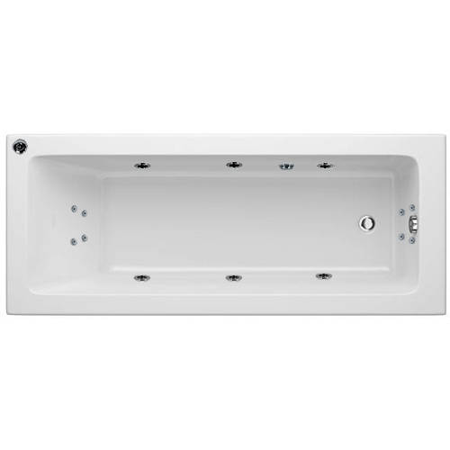 Larger image of Hydracast Solarna Single Ended Whirlpool Bath With 14 Jets (1600x700mm).