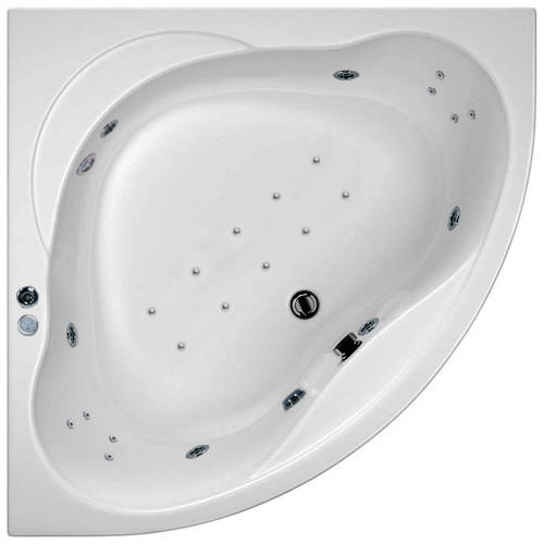 Larger image of Hydrabath Laguna Corner Whirlpool Bath With 24 Jets & Panel, 1350x1350mm.
