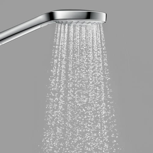 Example image of Hansgrohe Croma Select E 180 Showerpipe Pack With Eco (White & Chrome).