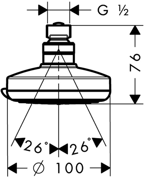Technical image of Hansgrohe Croma 100 Vario Shower Head With Pivot Joint (EcoSmart).