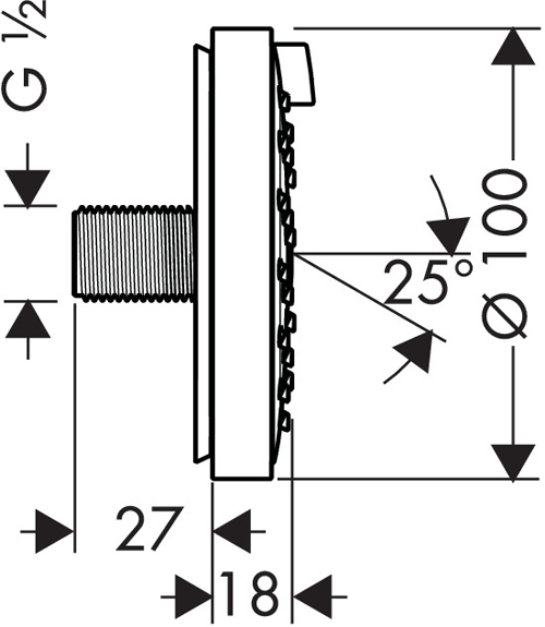 Technical image of Hansgrohe 1 x Body Jet - Air 100 Body Shower (Chrome & Grey).