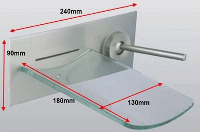 Technical image of Hydra Wall Mounted Waterfall Bath Filler Tap With Glass Spout (Chrome).