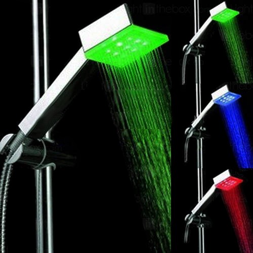 Larger image of Hydra LED Square Shower Handset With LED lights (Chrome).