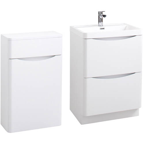 Larger image of Italia Furniture Bali Bathroom Furniture Pack 06 (Gloss White).