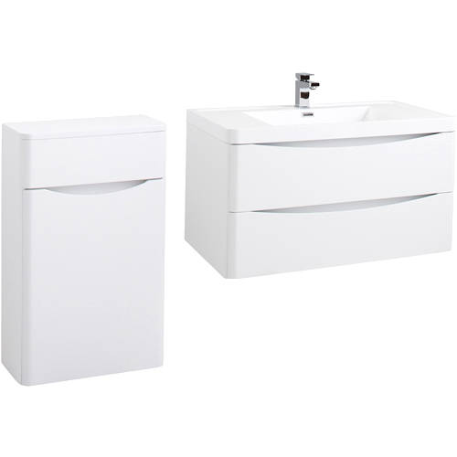 Larger image of Italia Furniture Bali Bathroom Furniture Pack 08 (Gloss White).