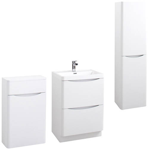 Larger image of Italia Furniture Bali Bathroom Furniture Pack 10 (Gloss White).