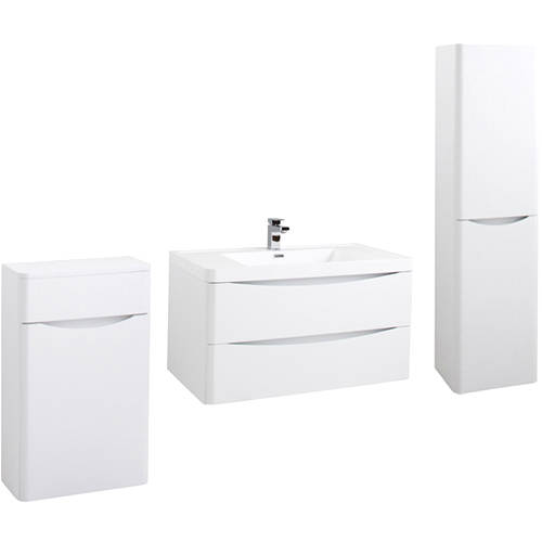 Larger image of Italia Furniture Bali Bathroom Furniture Pack 12 (Gloss White).