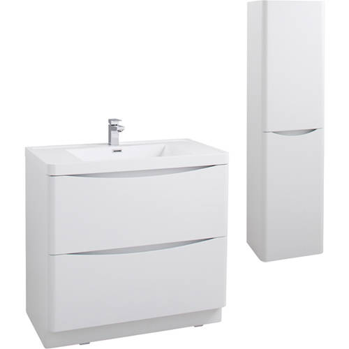 Larger image of Italia Furniture Bali Bathroom Furniture Pack 02 (White Ash).