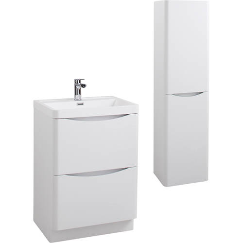 Larger image of Italia Furniture Bali Bathroom Furniture Pack 04 (White Ash).