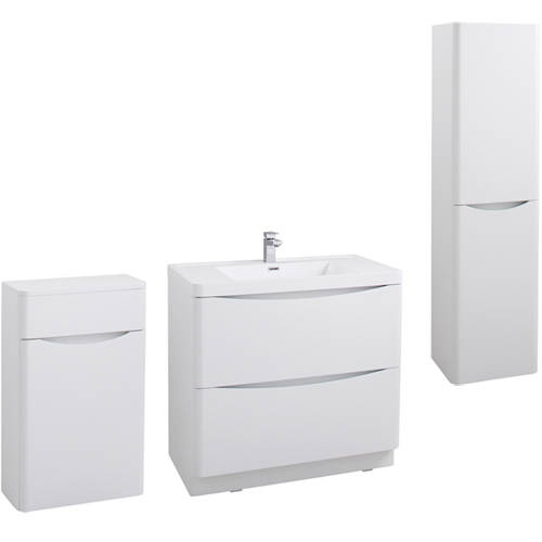 Larger image of Italia Furniture Bali Bathroom Furniture Pack 09 (White Ash).