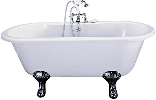 Larger image of Hydra Grosvenor Double Ended Roll Top Bath With Traditional Feet.  1500mm.