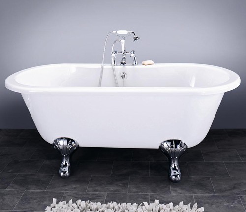 Example image of Hydra Grosvenor Double Ended Roll Top Bath With Traditional Feet.  1500mm.