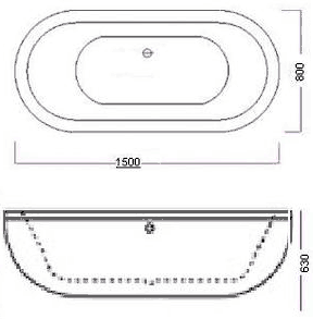 Technical image of Hydra Freestanding Bath With Surround Panel (1500mm).