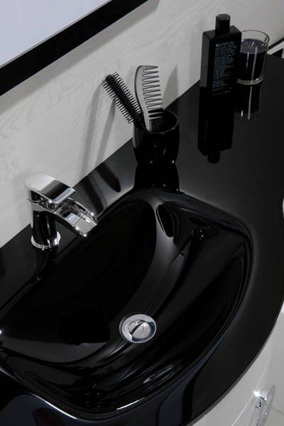 Example image of Italia Furniture Vanity Unit Pack With BTW Unit & Black Glass Basin (LH, White).