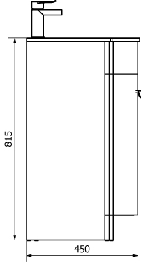 Technical image of Italia Furniture Vanity Unit Pack With BTW Unit & Black Glass Basin (LH, White).