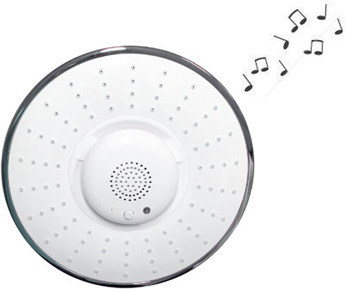 Larger image of Hydra Showers Shower Head With Bluetooth Speaker (White & Chrome).