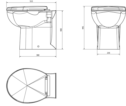 Technical image of Oxford Churwell Back To Wall Toilet Pan.
