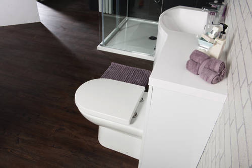 Example image of Italia Furniture Vanity Unit Pack With BTW Unit & White Basin (LH, White).