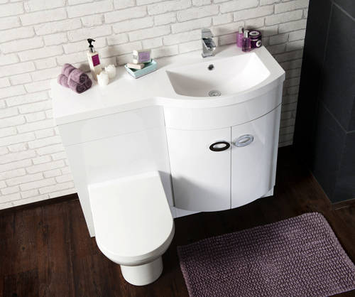 Example image of Italia Furniture Vanity Unit Pack With BTW Unit & White Basin (RH, White).