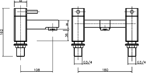 Technical image of Hydra Chester Basin Mixer & Bath Filler Tap Set (Chrome).