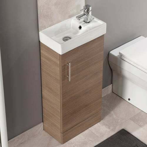 Larger image of Italia Furniture Compact Vanity Unit With Ceramic Basin (Medium Oak).