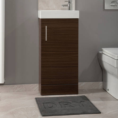 Example image of Italia Furniture Compact Vanity Unit With Ceramic Basin (Walnut).