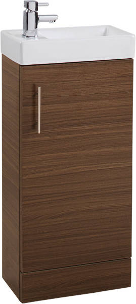 Example image of Italia Furniture Compact Vanity Unit With Ceramic Basin (Walnut).