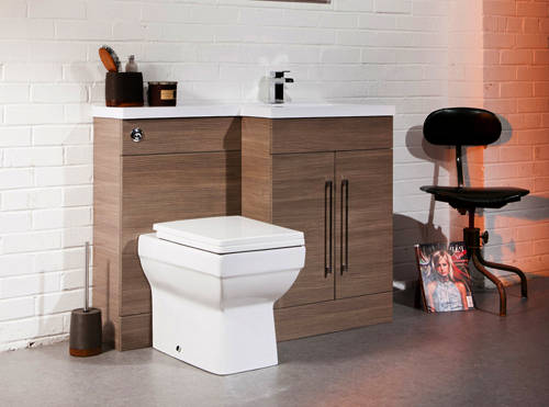 Example image of Italia Furniture L Shaped Vanity Pack With BTW Unit & Basin (RH, Medium Oak).