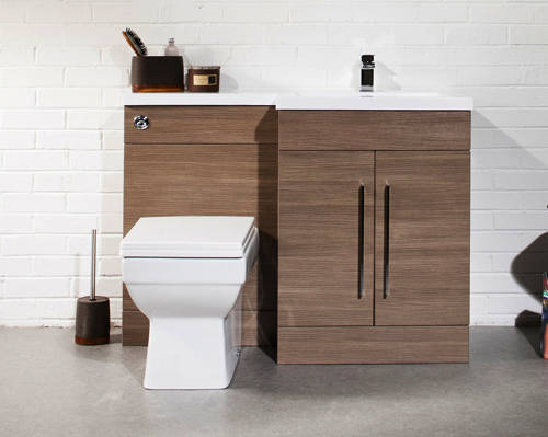 Example image of Italia Furniture L Shaped Vanity Pack With BTW Unit & Basin (RH, Medium Oak).