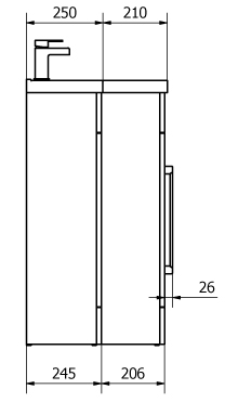 Technical image of Italia Furniture L Shaped Vanity Pack With BTW Unit & Basin (RH, Medium Oak).