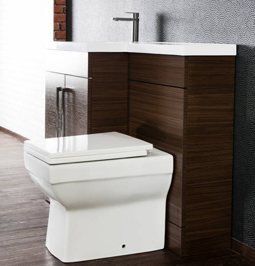 Example image of Italia Furniture L Shaped Vanity Pack With BTW Unit & Basin (LH, Walnut).