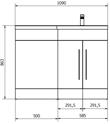 Technical image of Italia Furniture L Shaped Vanity Pack With BTW Unit & Basin (RH, Walnut).