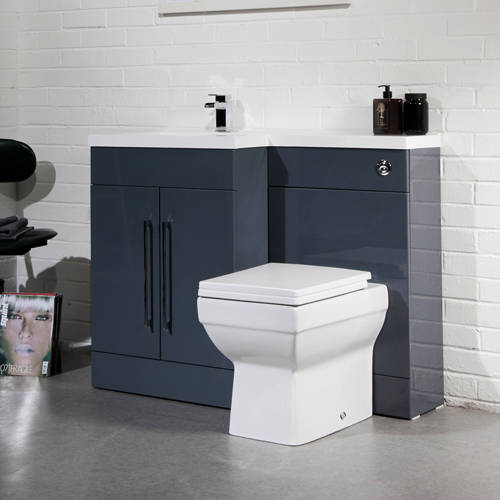 Larger image of Italia Furniture L Shaped Vanity Pack With BTW Unit & Basin (LH, Anthracite).