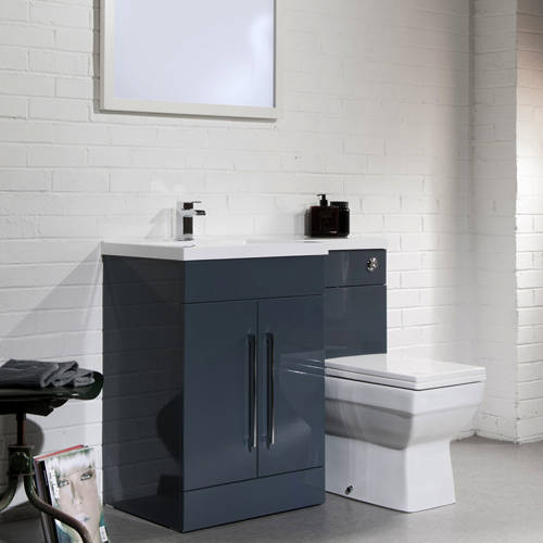 Example image of Italia Furniture L Shaped Vanity Pack With BTW Unit & Basin (LH, Anthracite).