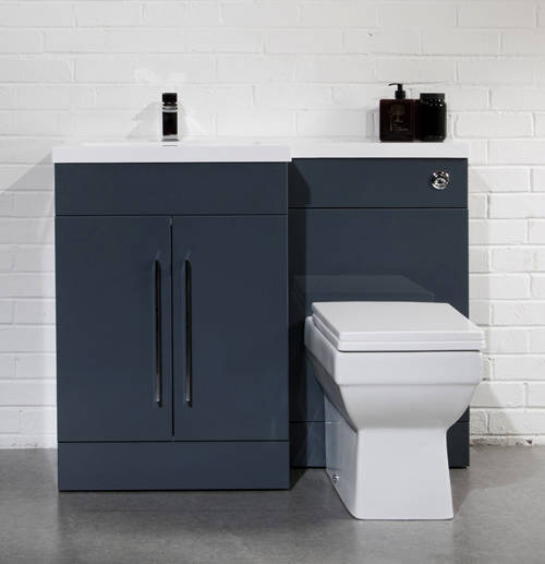 Example image of Italia Furniture L Shaped Vanity Pack With BTW Unit & Basin (LH, Anthracite).