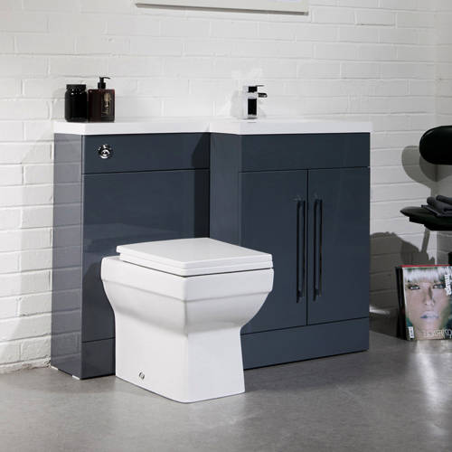 Larger image of Italia Furniture L Shaped Vanity Pack With BTW Unit & Basin (RH, Anthracite).