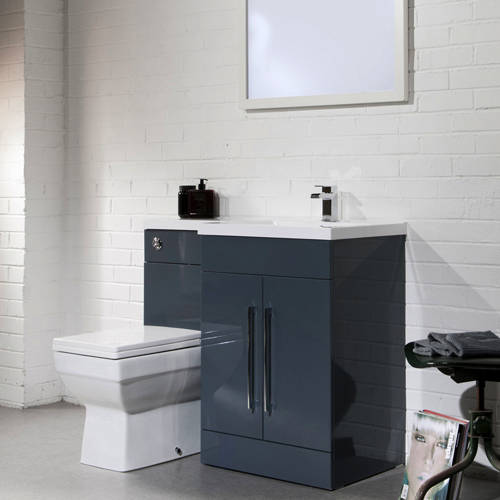 Example image of Italia Furniture L Shaped Vanity Pack With BTW Unit & Basin (RH, Anthracite).