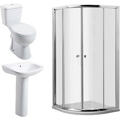 Larger image of Oxford En Suite Bathroom Pack With 900mm Quadrant Enclosure & Tray (4mm).