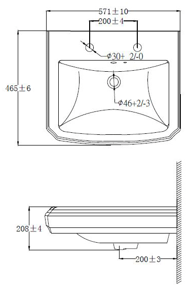 Technical image of Oxford Cromford Traditional Basin & Pedestal (2 Tap Holes).