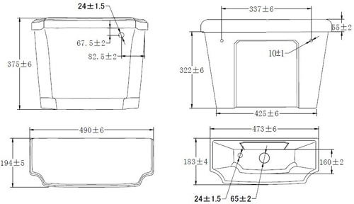 Technical image of Oxford Cromford Traditional High Level Bathroom Suite With 2TH.