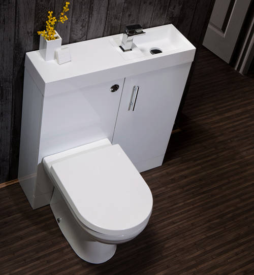 Example image of Italia Furniture Cube Plus Pack With White Vanity, BTW Unit & Basin (RH).