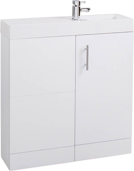 Example image of Italia Furniture Cube Plus Pack With White Vanity, BTW Unit & Basin (RH).