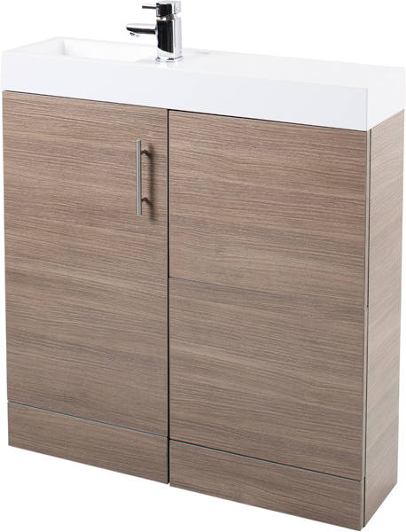 Example image of Italia Furniture Cube Plus Pack With Oak Vanity, BTW Unit & Basin (LH).