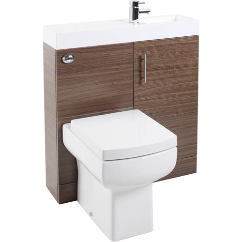 Larger image of Italia Furniture Cube Plus Pack With Walnut Vanity, BTW Unit & Basin (RH).