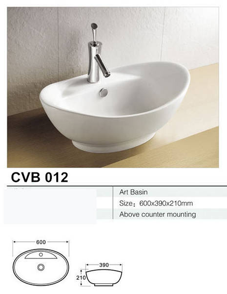 Example image of Oxford Oval Counter Top Basin 600x390mm (1 Tap Hole).