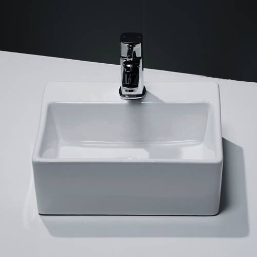 Larger image of Oxford Wall Hung Small Cloakroom Basin 330x290mm (1 Tap Hole).