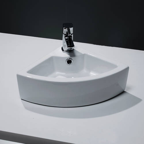 Larger image of Oxford Wall Hung Corner Cloakroom Basin 325x325mm (1 Tap Hole).