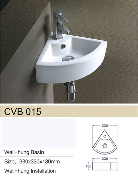 Example image of Oxford Wall Hung Corner Cloakroom Basin 325x325mm (1 Tap Hole).