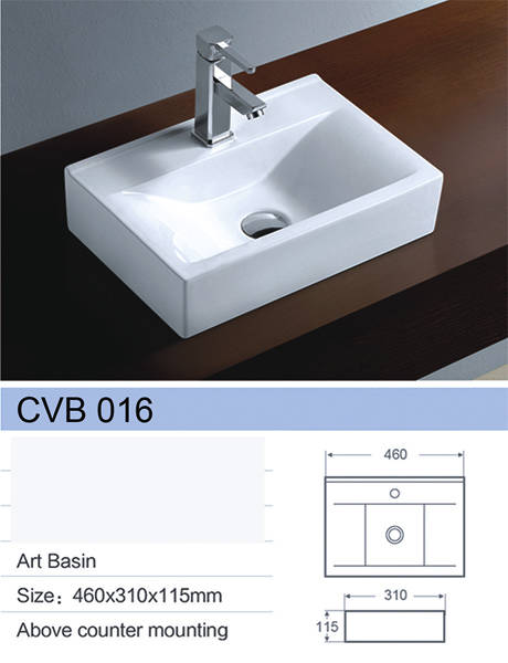 Example image of Oxford Wall Hung Or Counter Top Basin 450x305mm (1 Tap Hole).