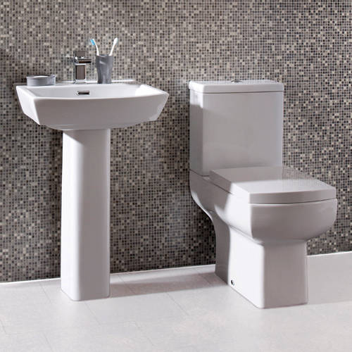 Larger image of Oxford Daisy Lou Suite With Comfort Height Toilet, Seat, Basin & Full Pedestal.